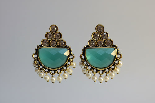 Traditional  stone and pearl dangler earrings for women