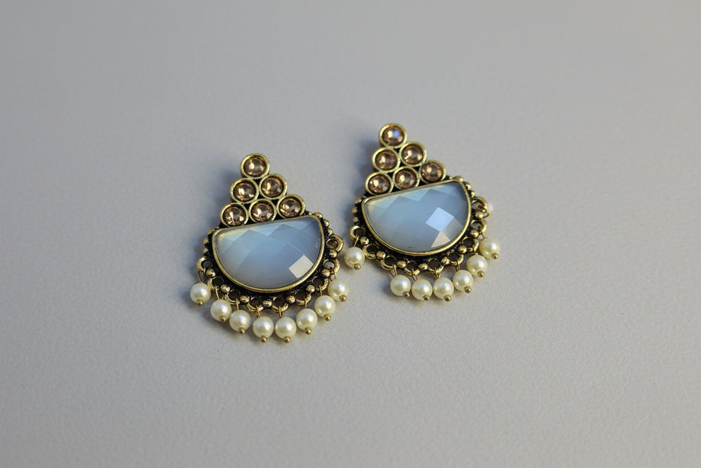 Traditional  stone and pearl dangler earrings for women