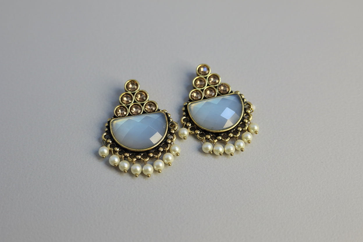 Traditional  stone and pearl dangler earrings for women